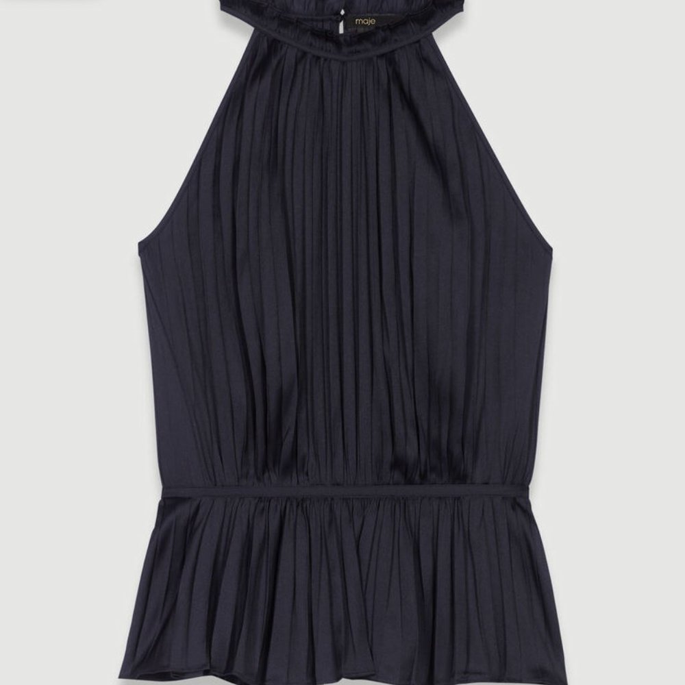 NWT MAJE Leville Pleated Halter Top - Picture 8 of 10